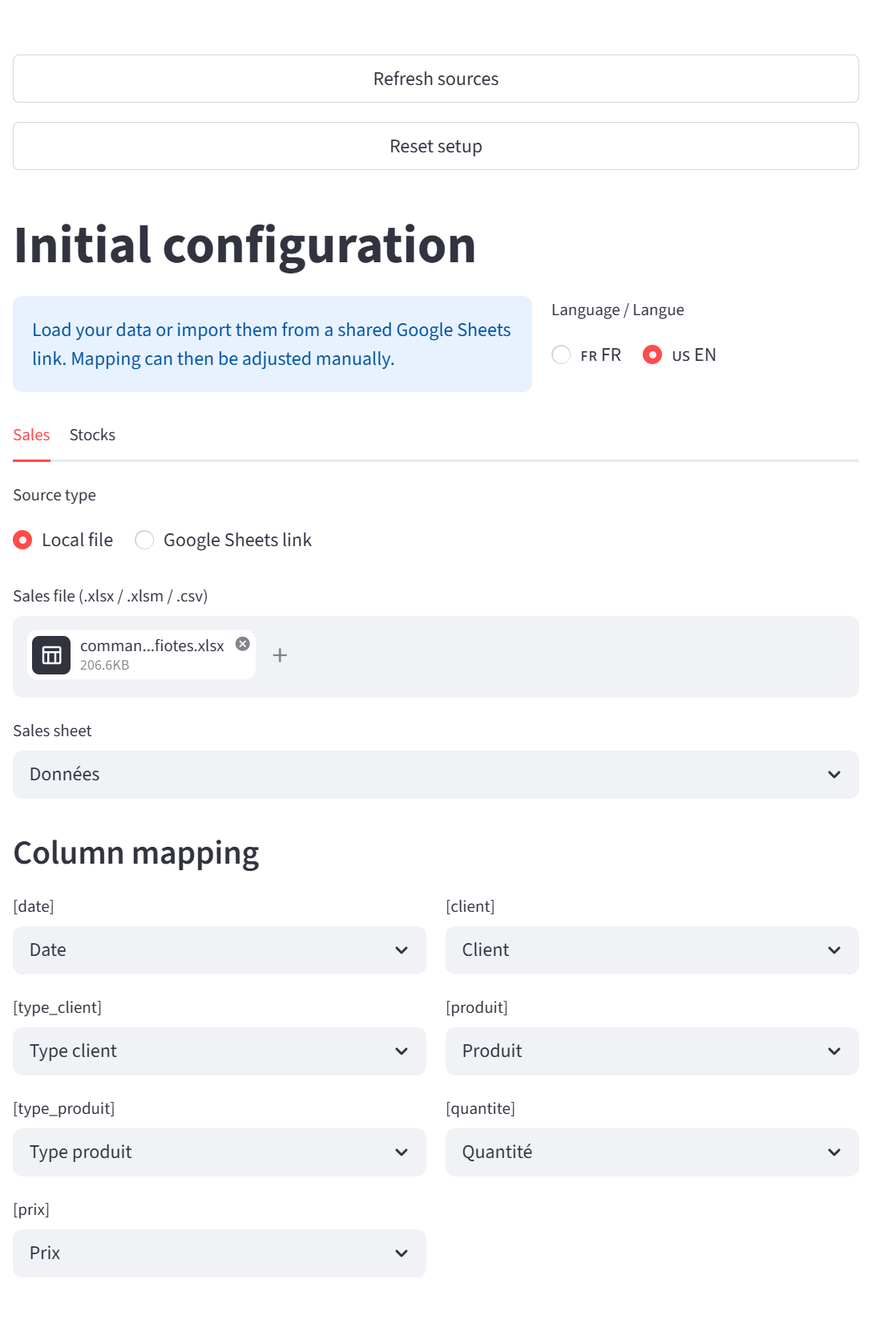 Column mapping