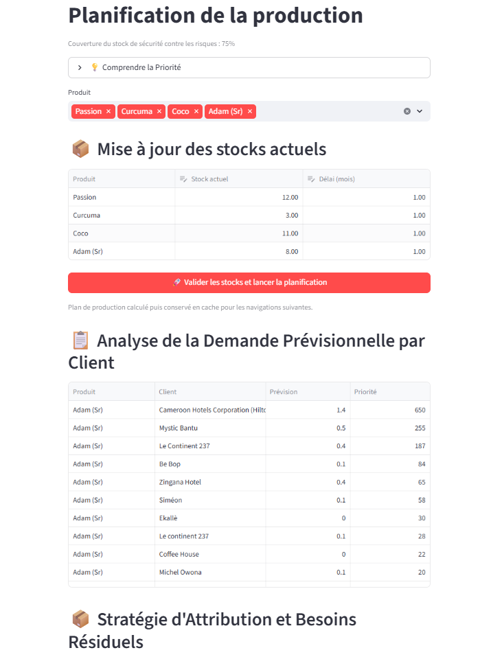 Mise à jour des stocks
